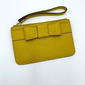 Kate Spade Bow Kirk Park‎ Bee Wristlet Zip Up Wallet Coin Purse Mustard Yellow